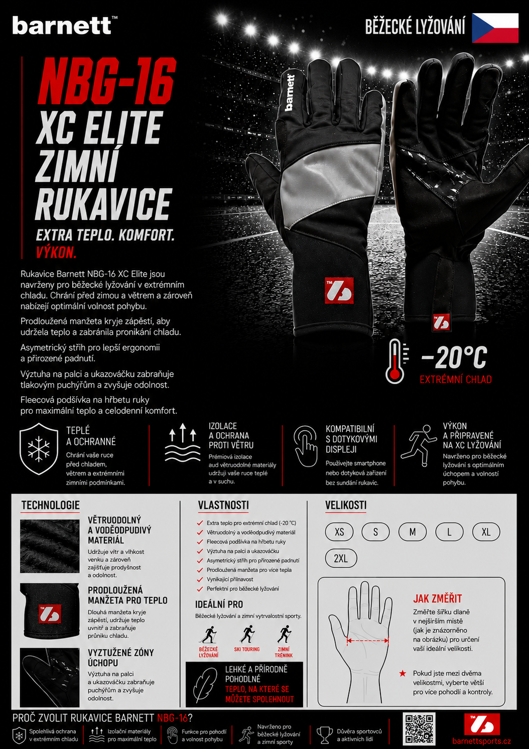 NBG-16 xc elite rukavice na bežecké lyžovanie -20°C