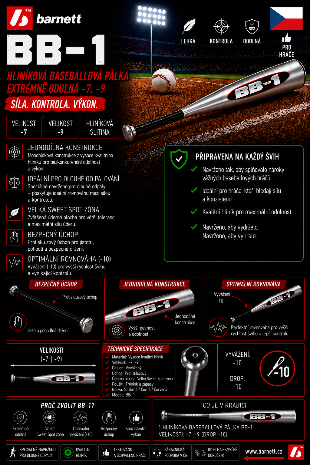 BB-1 Hliníková baseballová pálka