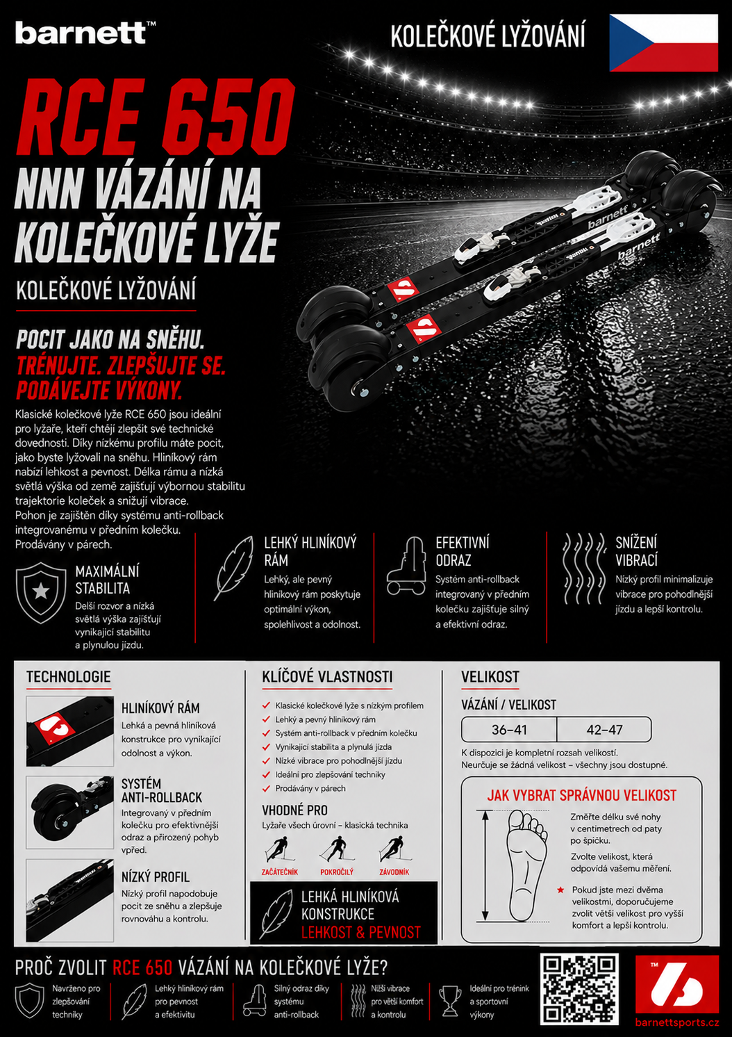 RCE-650 Kolečkové lyže Vázání NNN
