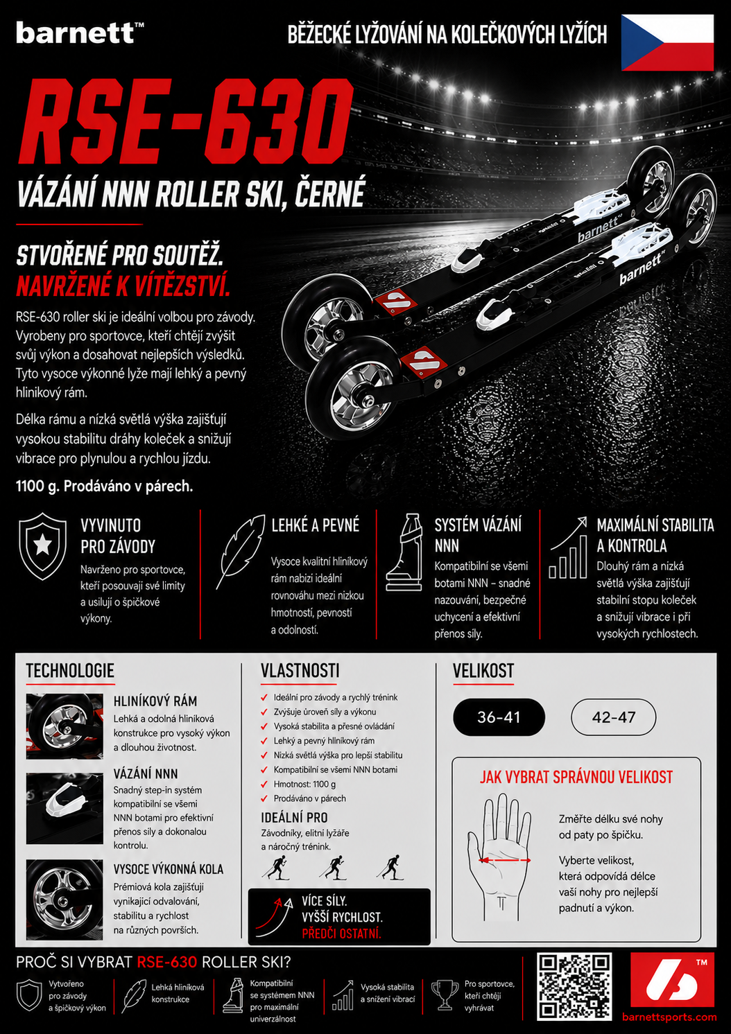 RSE-630 Kolečkové lyže Vázání NNN Černá