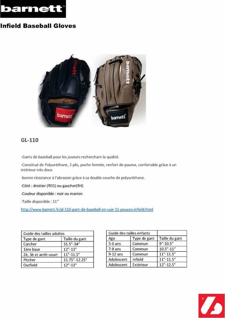 Gl-110 kožené baseballové rukavice, 11 (palec), vnitřní pole, Černá